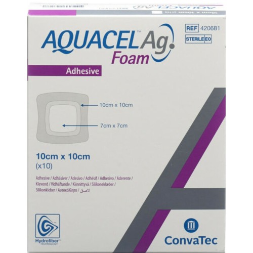 Aquacel - Ag Foam Adesivo 10X10 Cm Confezione 10 Pezzi Aquacel - Ag Foam Adesivo 10X10 Cm Confezione 10 Pezzi
