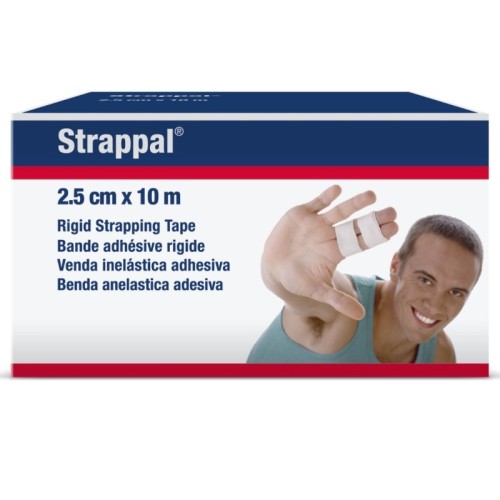 Strappal Benda Anelastica Adesiva Colore Bianco 2.5cmx10m - Benda Anelastica per Bendaggio Funzionale Strappal Benda Anelastica Adesiva Colore Bianco 2.5cmx10m - Benda Anelastica per Bendaggio Funzionale