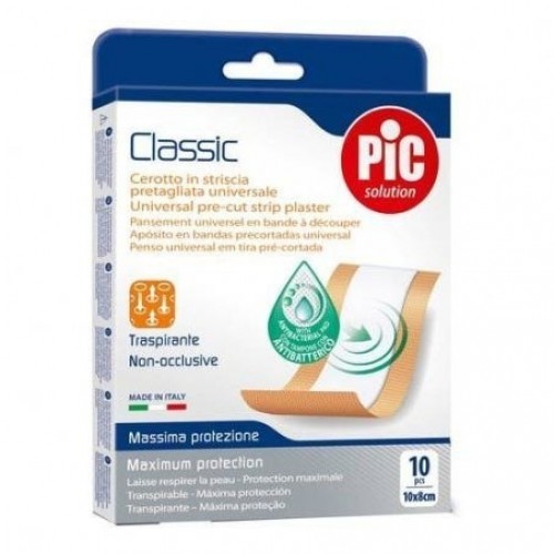 Pic Classic Cerotto Striscia 10x8cm Antibatterico 10 Pezzi