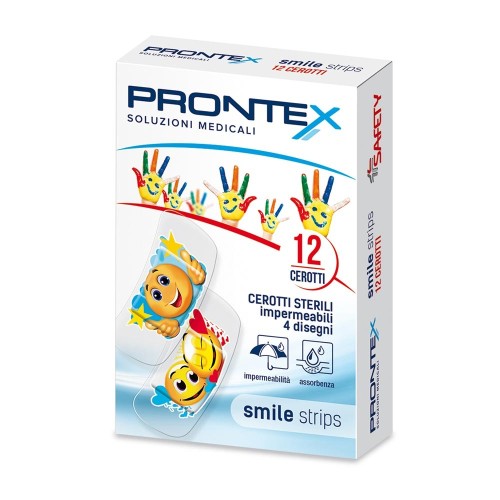 Prontex Cerotto Smile Strips 12 Pezzi, Prontex, Cerotti Sterili per Bambini, Resistenti all’Acqua, 12 Cerotti Prontex Cerotto Smile Strips 12 Pezzi, Prontex, Cerotti Sterili per Bambini, Resistenti all’Acqua, 12 Cerotti