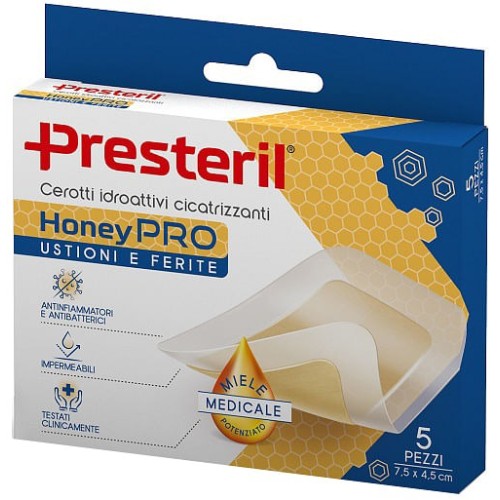 CEROTTO IDROATTIVO CICATRIZZANTE PRESTERIL HONEYPRO 5X7 CM 5 PEZZI