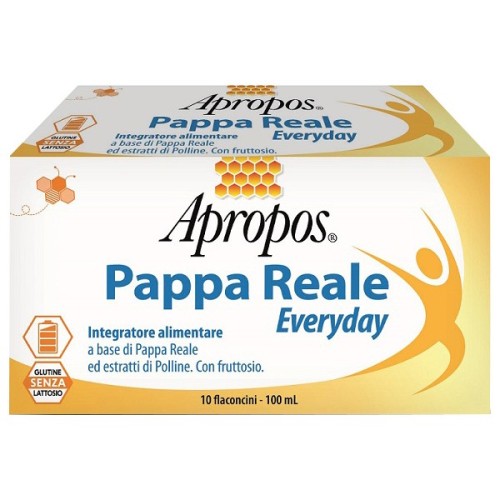 APROPOS PAPPA REALE EVERYDAY - INTEGRATORE A BASE DI PAPPA REALE ED ESTRATTO DI POLLINE - 10 FLACONCINI