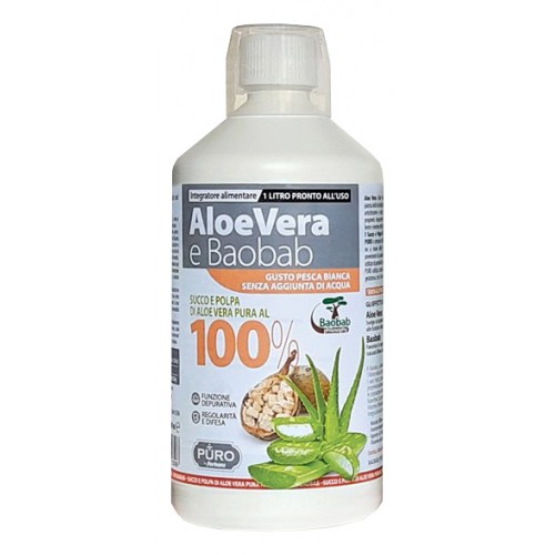 Forhans Puro Aloe Succo E Polpa 100% + Baobab Pesca Bianca 1 Litro